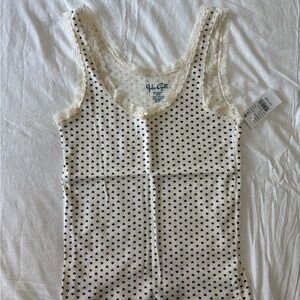 Brandy Melville Cream and Navy Heart Tank Top
